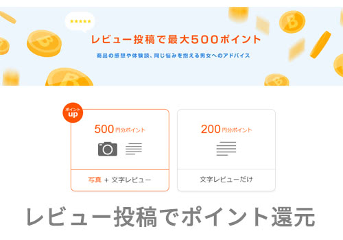 レビュー投稿で500ポイントGET